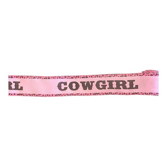 Pink Cowgirl Wired Ribbon – 2.5” x 3 Yards – Leopard Print Western Craft Supply - Picture 3 of 4